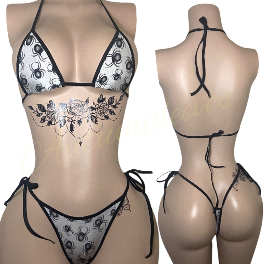 Black and White Women's Swimwear Set